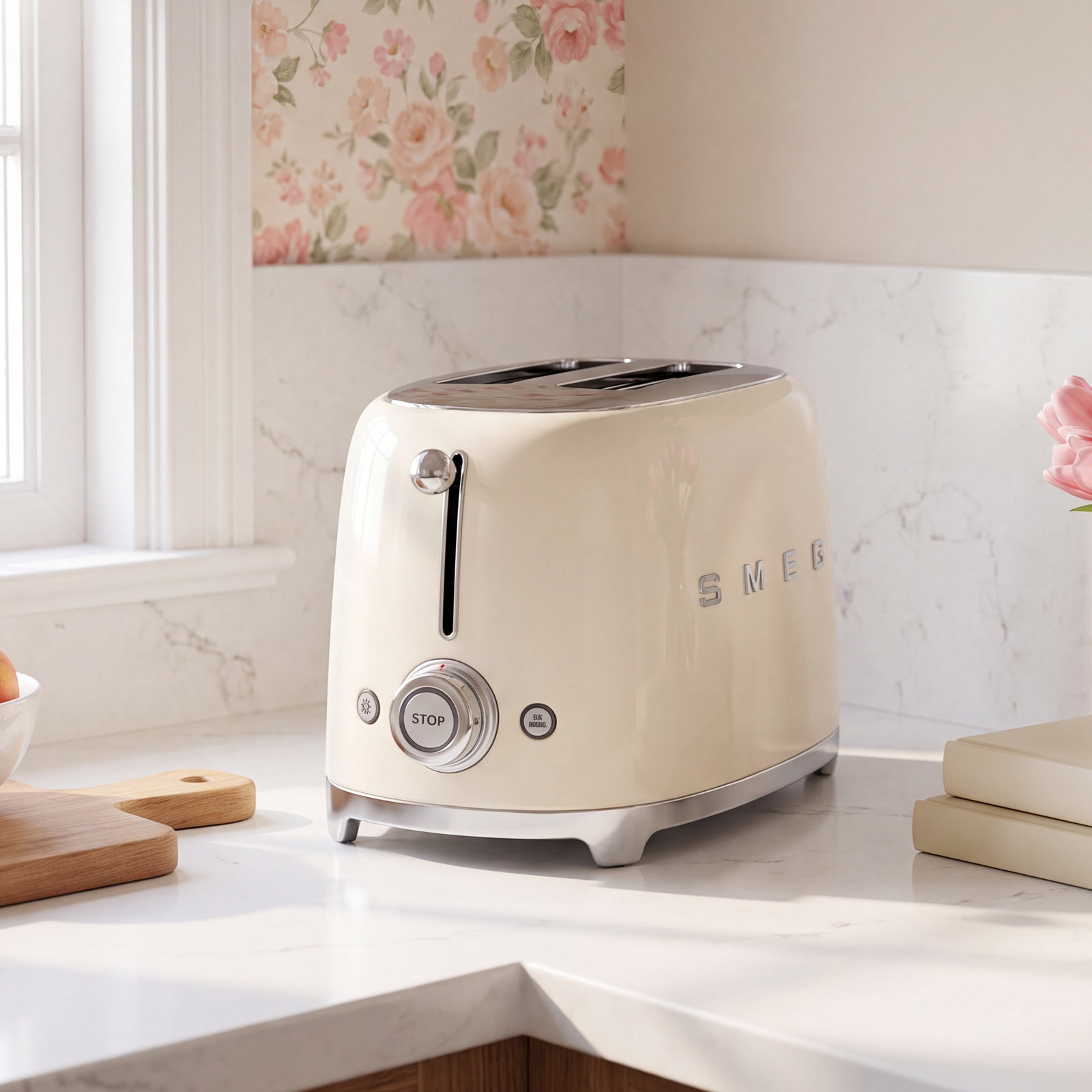 SMEG 50's Retro Style 2 Slice Toaster, Cream