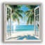 «Blue Paradise with Sun-Kissed Palms», art mural sur toile-601397975
