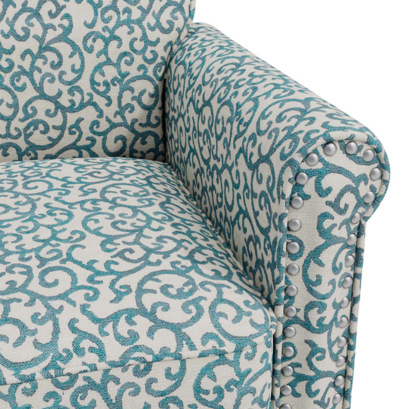 Le fauteuil d'appoint Barnet au motif de vigne bouclée avec des pieds en bois massif allie confort, durabilité et design élégant pour toute maison.