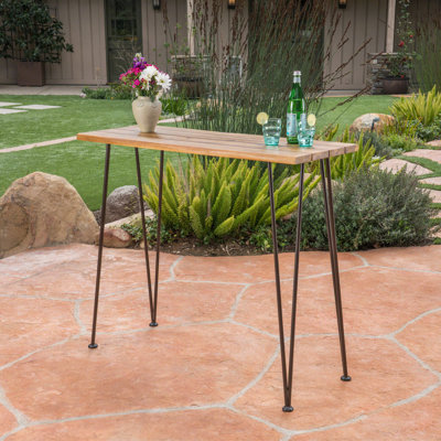 Industrial Wood And Metal Bar Table