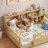 Kids Wooden Floor Bed with Fence-Style Guardrails and Built-In Bookcase Storage-1457954940-1457954931
