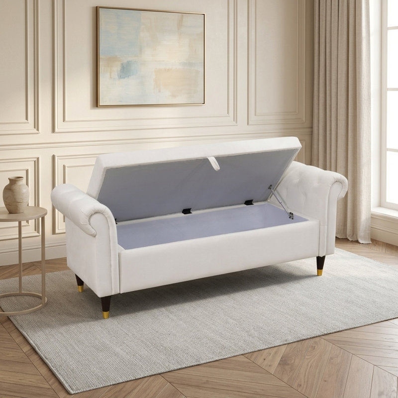Banc de rangement en tissu 63,3 pouces
