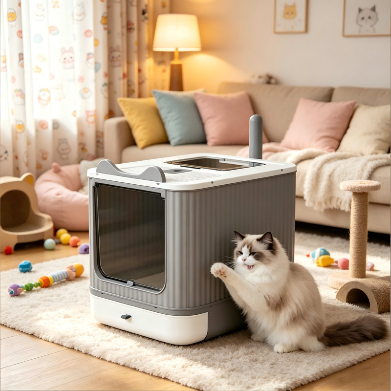 Litter Box With Slide-out Tray