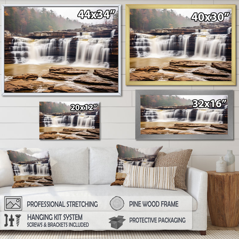 Alabama Water Cascades Beauty I - impression, H 30 po x l 40 po x P 1,5 po, Encadrement doré
