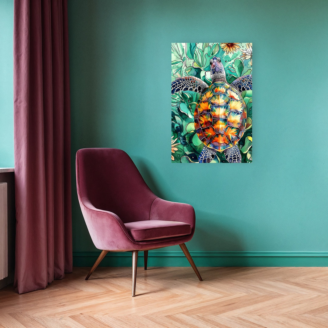 Colorful Sea Turtle Colorful Vibrant Abstract Turtle Nature Ocean Wall Art Print