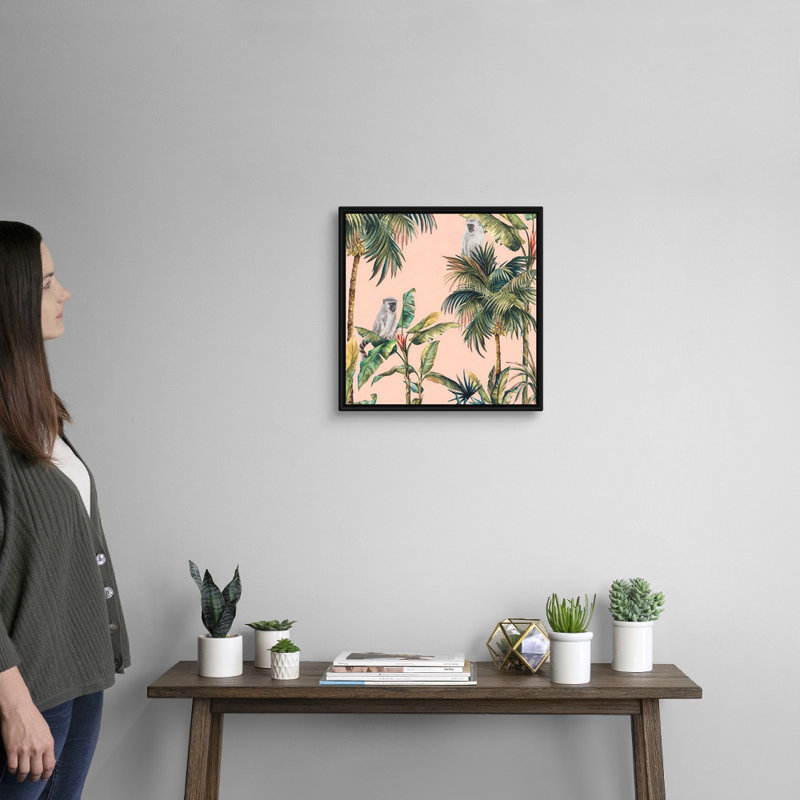 Reproduction d’art sur toile, "Tropicano I" par Eva watts, Cadre noir, H 18 po x l 18 po x P 1,75 po