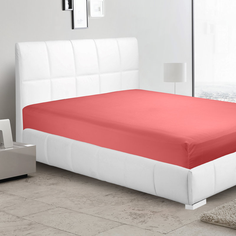 Drap-housse simple de couleur unie Premier., Double, Rose corail
