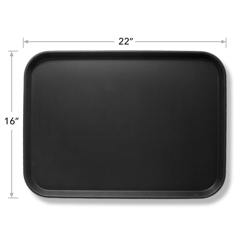 Non-Skid Serving Trays, NSF Certified, Black, 16" x 22" Rectangular