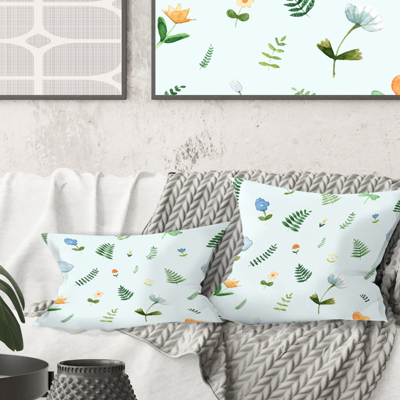 Coussin rétro à motif floral rétro Mid-Century