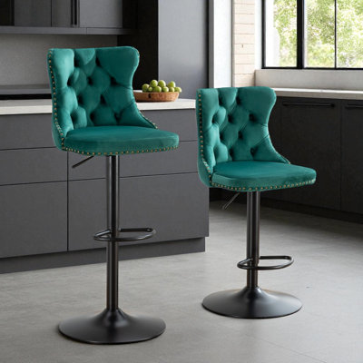 Zager Swivel Adjustable Height Bar Stool Modern Velvet Barstool With Back
