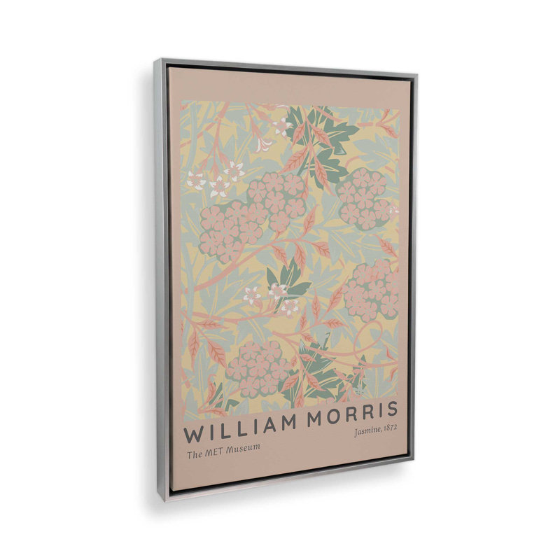 «Blush Jasmine» par William Morris, reproduction sur toile, H 36,75 po x l 24,75 po x P 1,75 po, Cadre flottant blanc opaque