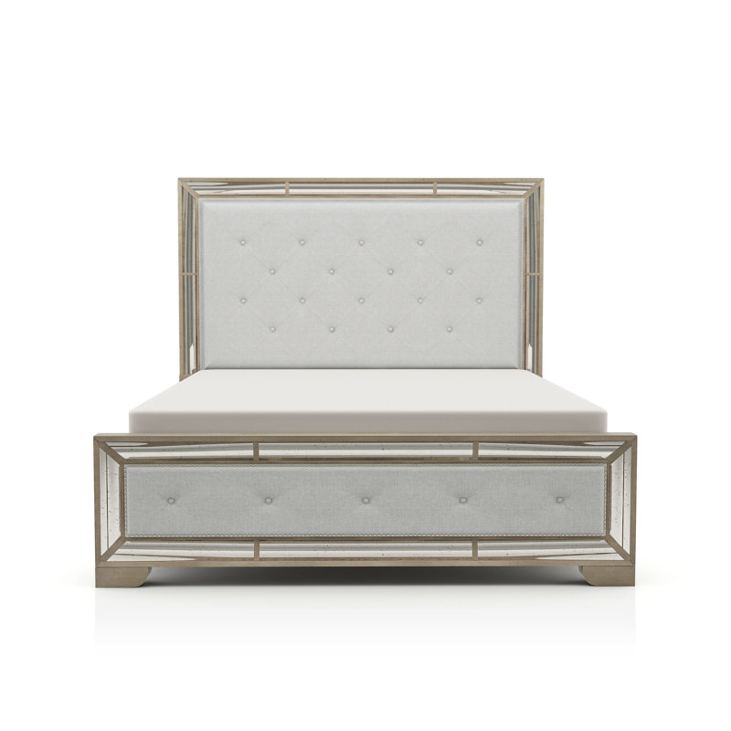 Frantz Button-Tufted Upholstered Panel Bed, Queen
