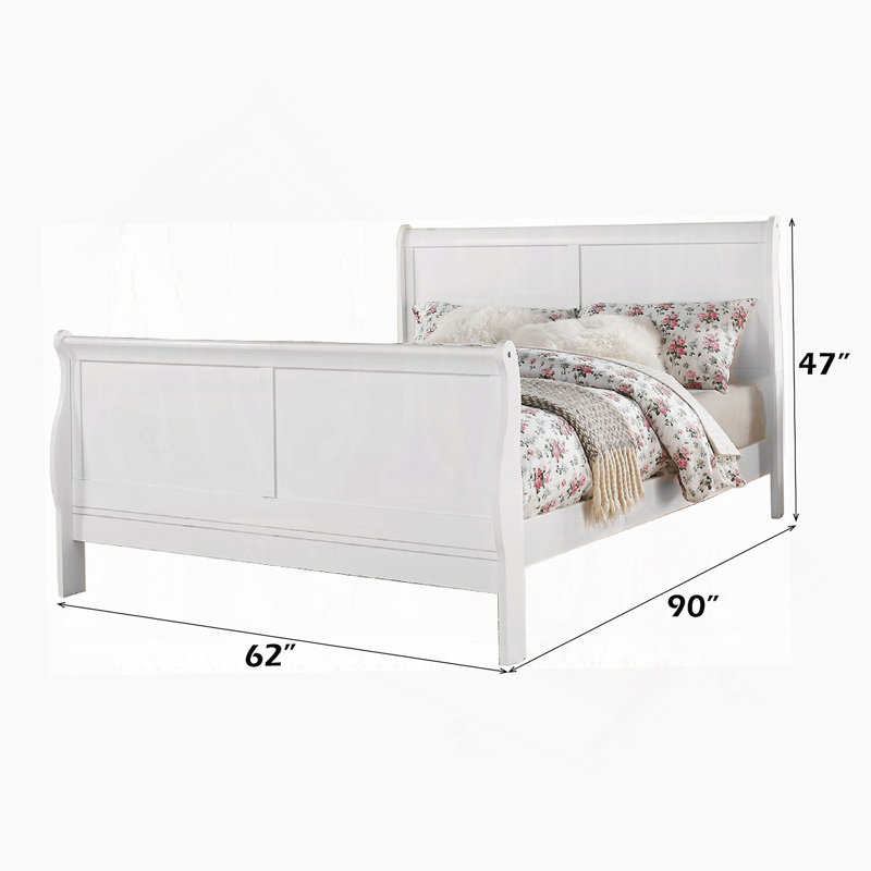 Louis Philippe III White Finish Queen Bed, Queen
