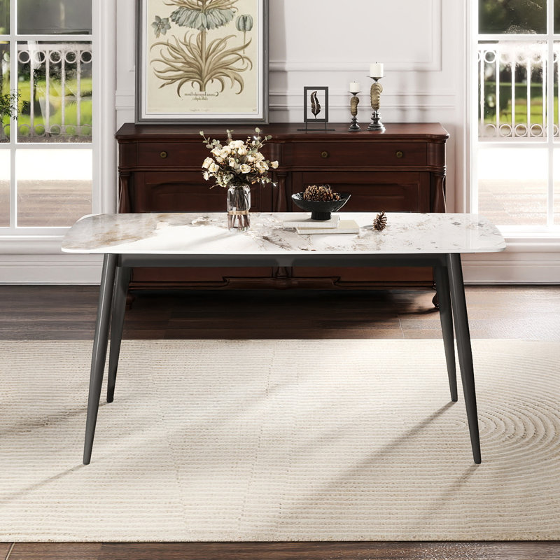 Table de salle à manger Modern, H 29,48 po x L 63,25 po x l 31,51 po, Gris foncé / Blanc