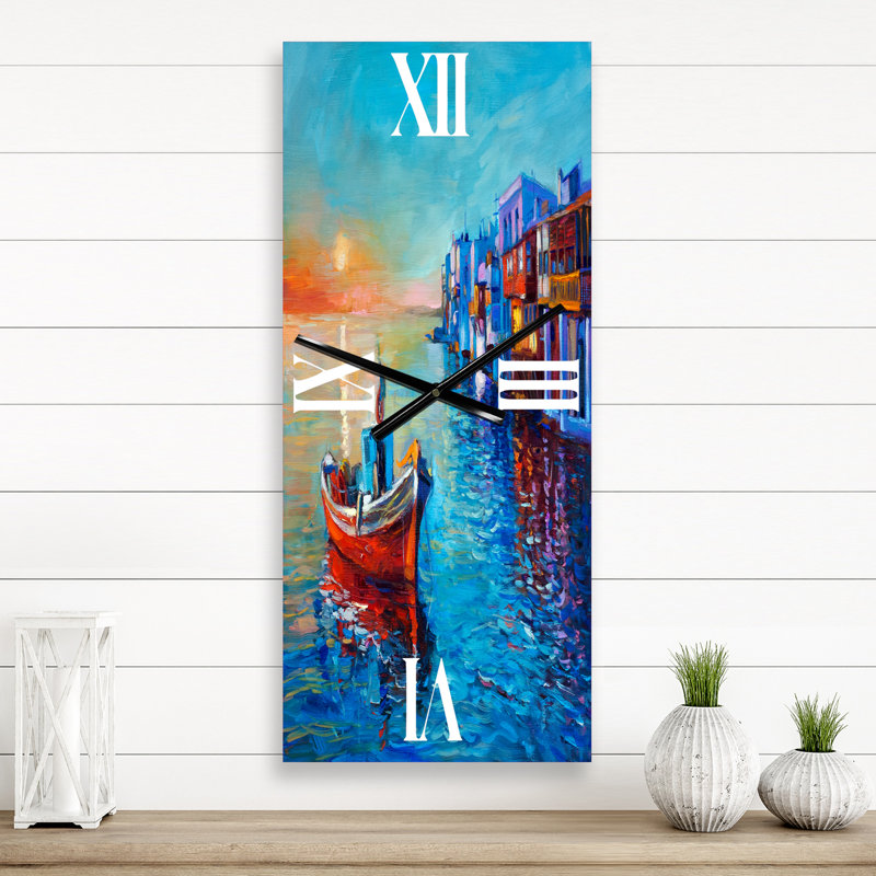 Bateaux, reposant sur l'eau près de la ville côtière I - Horloge murale nautique et côtière, Petit