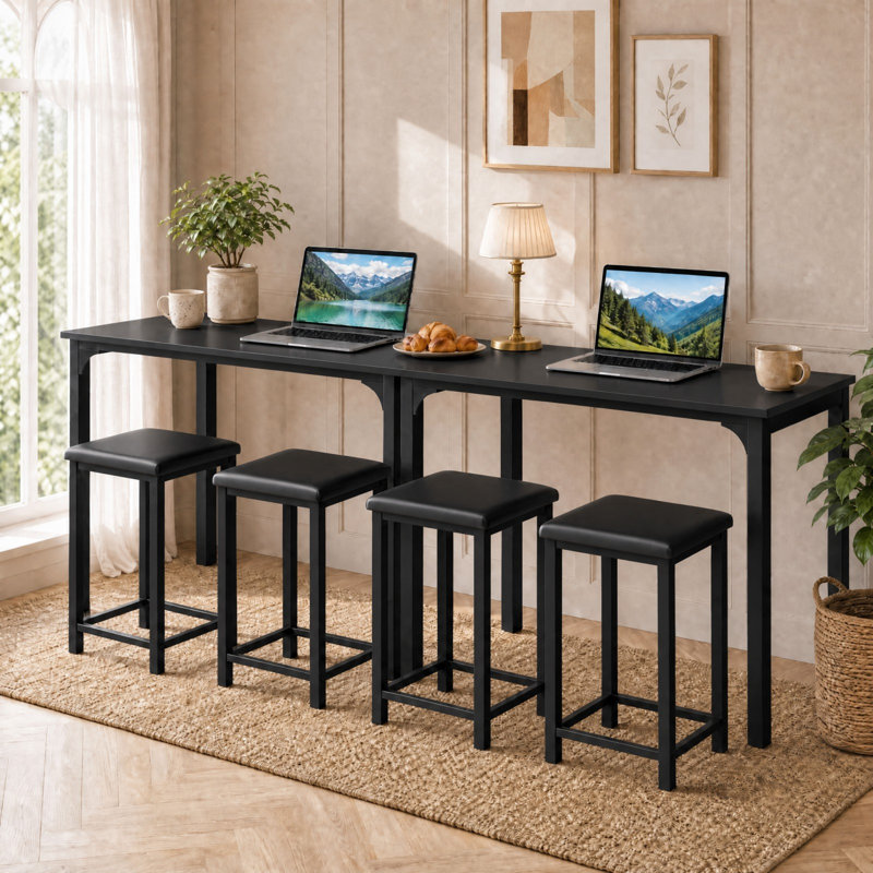 Ensemble de 17 tables 3 pièces à hauteur de comptoir et 2 chaises, Noir