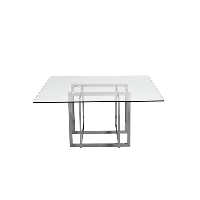 Etta Glass Top Dining Table, Silver