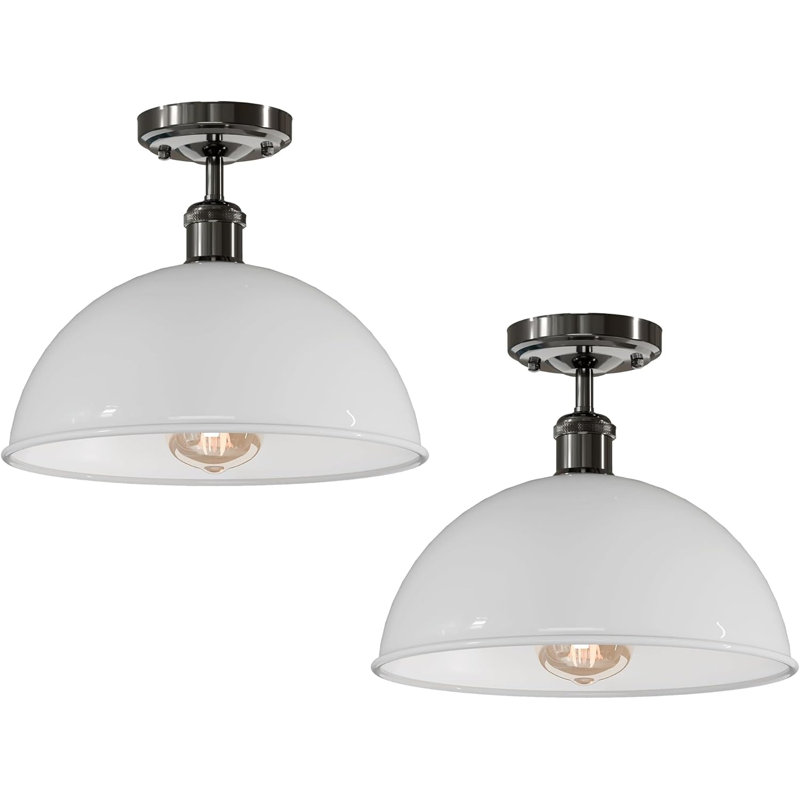 Semi Flush Mount, No, White