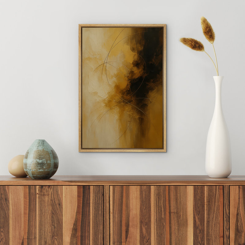 Reproduction d'art abstrait sur toile encadrée pour décoration intérieure moderne, H 24 po x l 16 po, Naturel