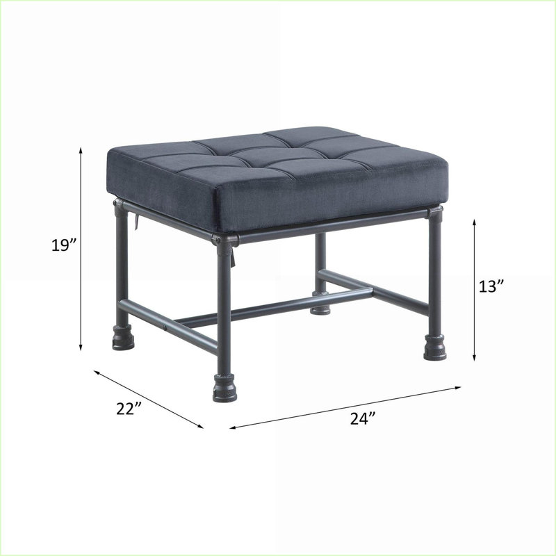 Repose-pieds pour le salon avec une conduite d'eau, velours gris anthracite & amp; Finition en métal gris clair | Gris | Métal