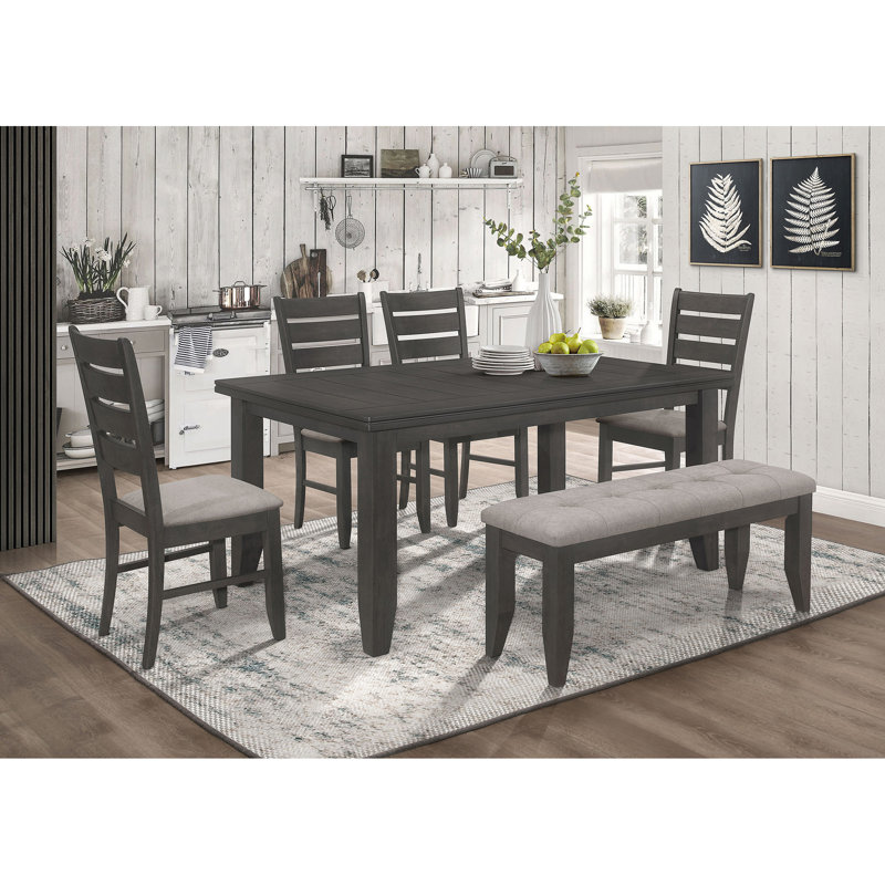 Grey And Dark Grey 6-Piece Rectangular Dining Set
