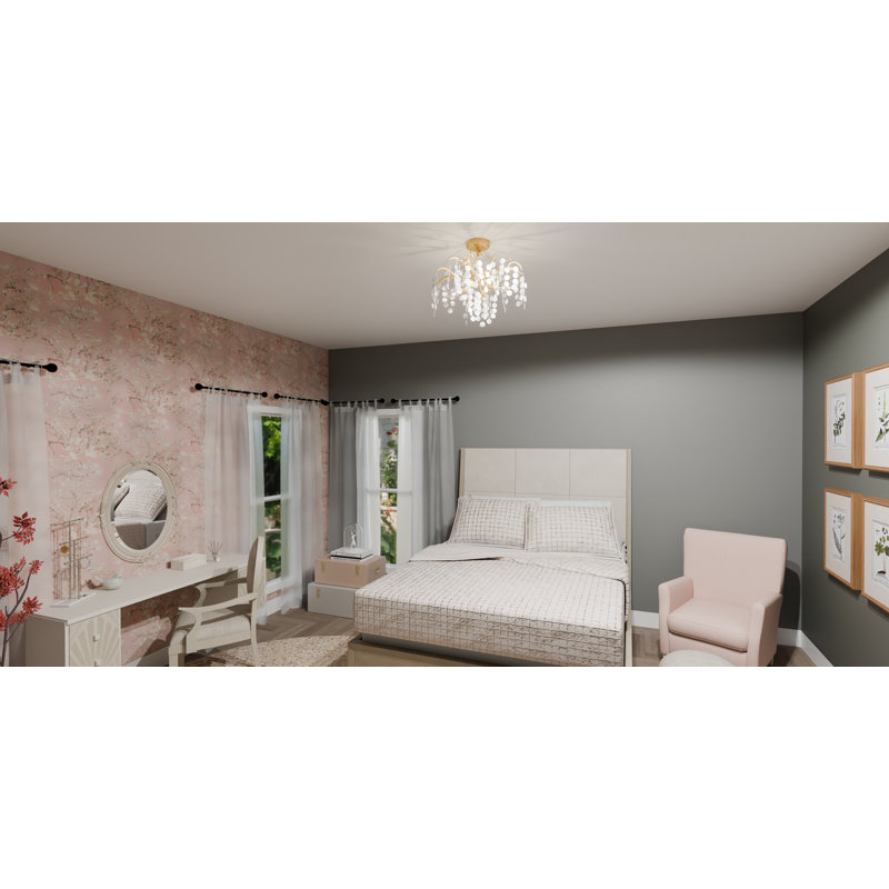 Keasha 4- Semi-Flush Mount, Brushed Gold