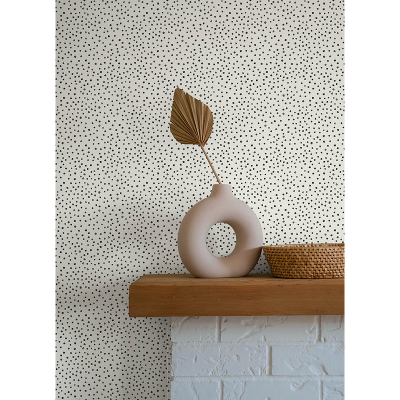 Cassie Gold Petite Polka Wallpaper, Black