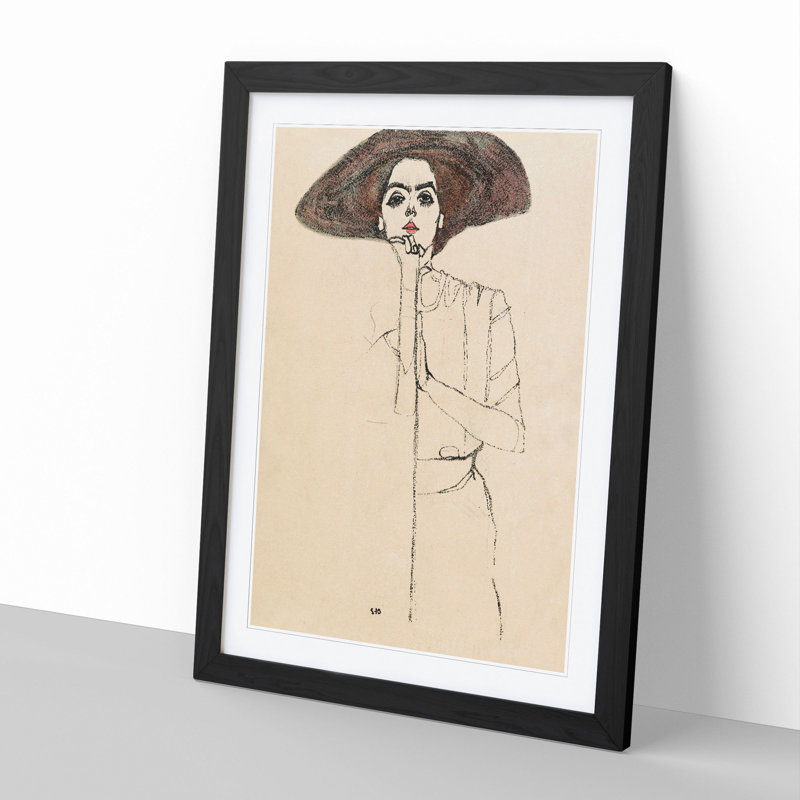 Portrait of a Woman Vol.1 by Egon Schiele - Framed Print, 48cm H x 36cm W x 2cm D, Black Framed