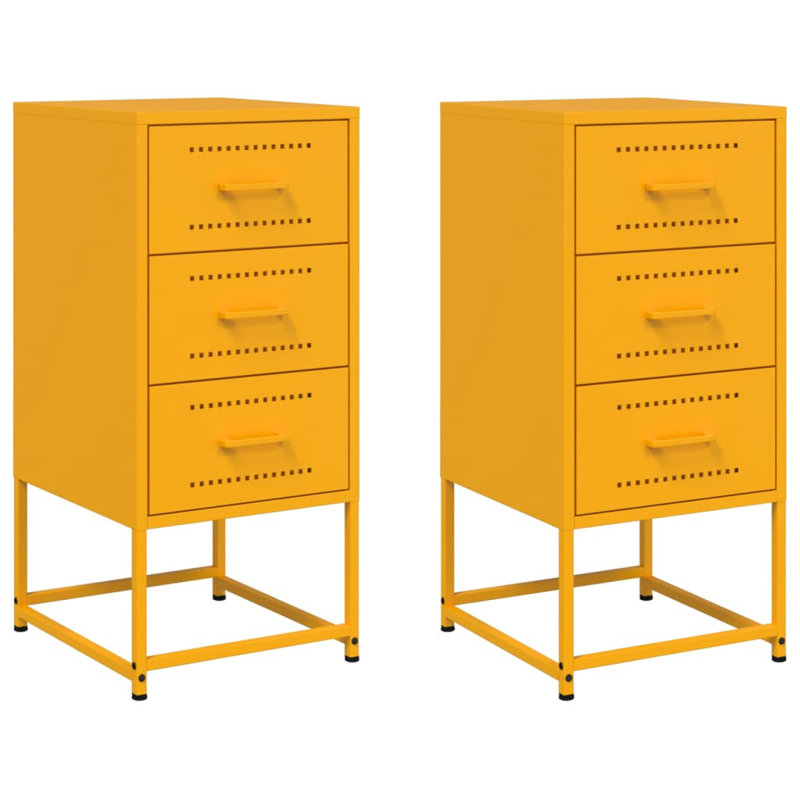 Raddatz 36cm W Steel Bedside Table, Mustard Yellow, Set of 2