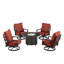 Ensemble de table de foyer en aluminium noir avec quatre fauteuils club-1671686173