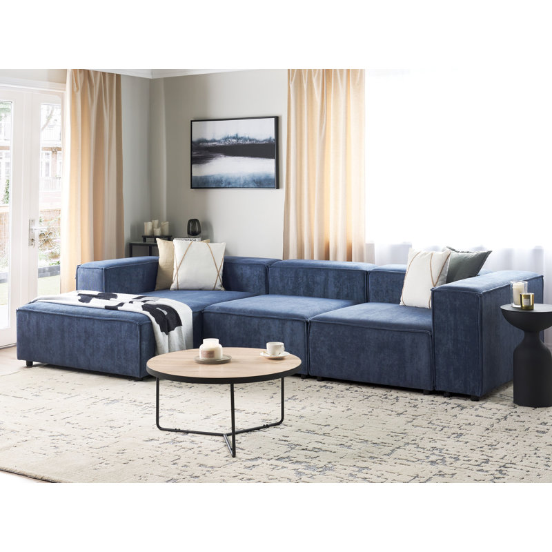 Cayle 4 Seater Corner Sofa , Left Hand Facing, Blue