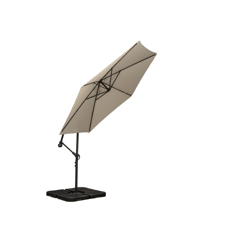 Oyster 3m Standard Cantilever Over Hanging Powder Coated Parasol with Cross Stand This parasol is made using Polyester Fabric which has a Weather-Proof Coating & UPF Sun Protection Level 50