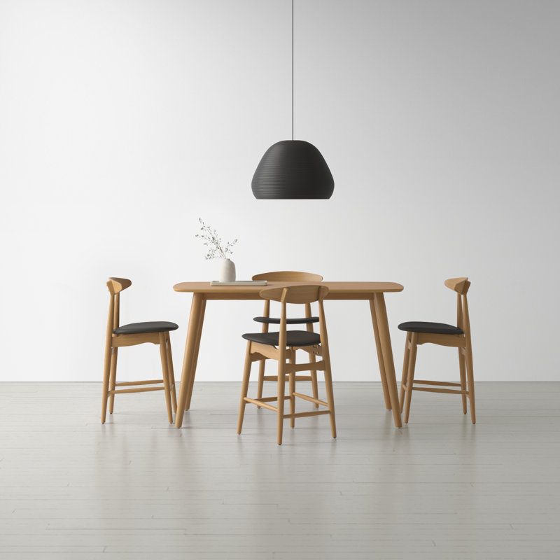 Gallman 5-Piece Rectangular Dining Set with Upholstered Chairs, Black