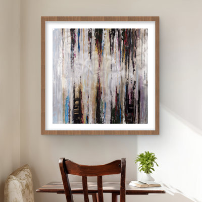 Abstract Runny Paint - Black Framed Matted Print for Decor