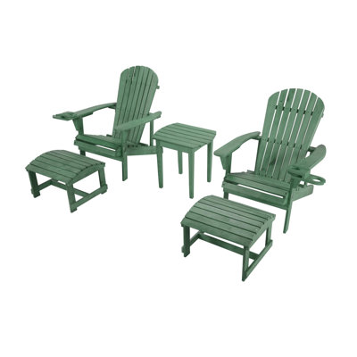 Chaise Adirondack en bois massif avec table et repose-pieds Castanea