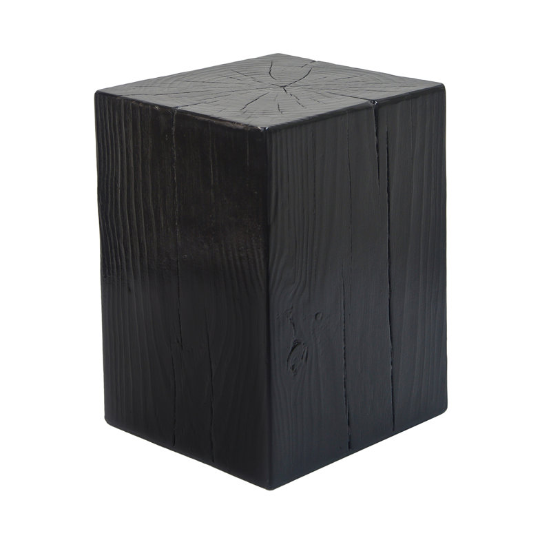 1Pc Wood-Look Square-Column End Table, Black, 18" H x 14.25" W x 14.25" D
