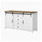 55.1-Inch Sideboard with Storage,Farmhouse Storage Cabinet with Sliding Barn Doors and 4 Drawers, Wood Buffet Table with Power Outlet-1825444723