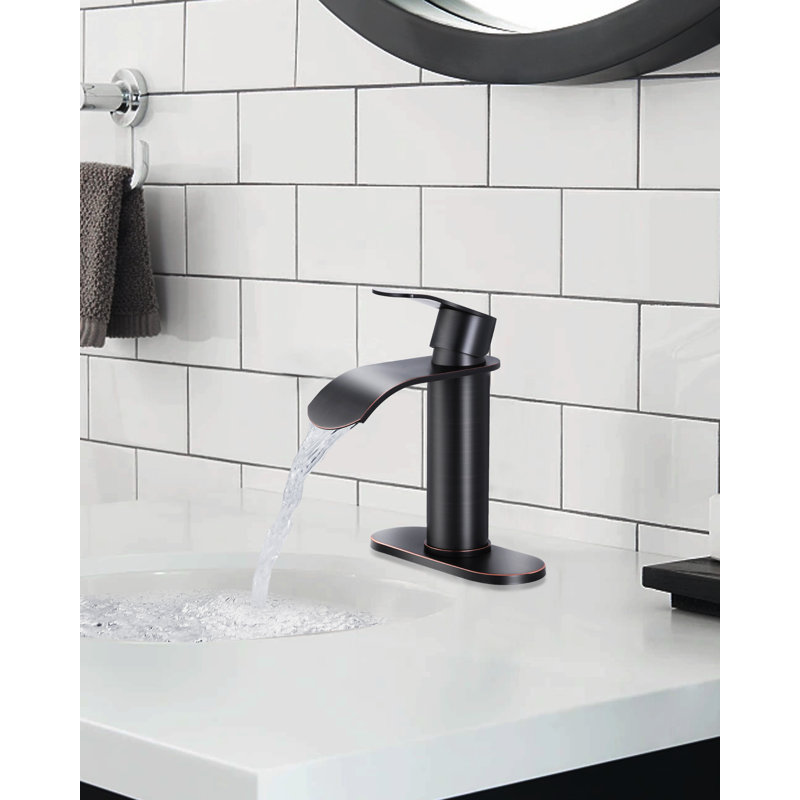 Single-Hole Single-handle Bathroom Faucet with Drain Assembly, Oil Rubbed Bronze
