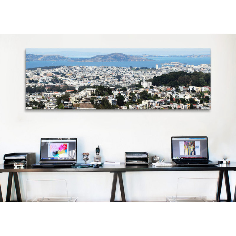 Cityscape de l’horizon panoramique san francisco, reproduction de photo sur toile grise, H 16 po x l 48 po x P 1,5 po