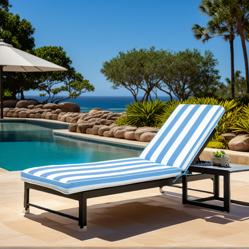 2PCS Set Outdoor Lounge Chair Cushion, 22.05"W x 42.9"D, Navy Blue