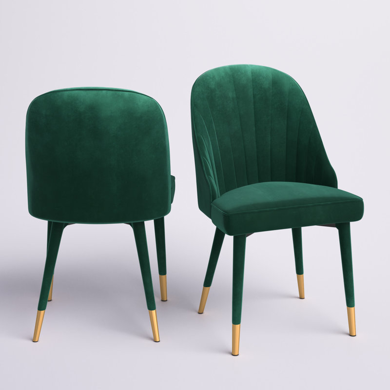 Chaise d'appoint rembourrée en velours Belle, Velours vert