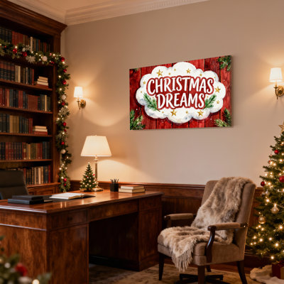 «Christmas Christmas Dreams», planche de bois, étoiles de pin, ensemble de 3 impressions sur toile