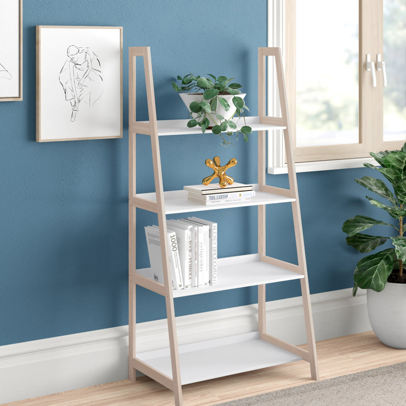 Sansa Ladder Bookcase, 130cm H x 63cm W x 40cm D, White