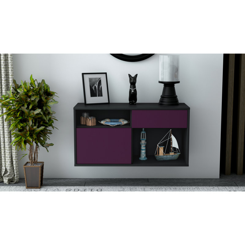 Fountaine Unfinished Floating TV Stand, Purple