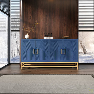 Sideboard Buffet Cabinet With Storage, Sideboard Cabinet With Adjustable Shelves, Rectangular Metal Handles And Legs For Kitchen, Living Room, And Dining Room