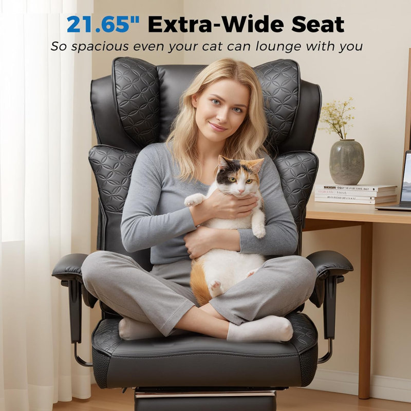  Fauteuil de jeu ergonomique Big et Tall, Cuir noir