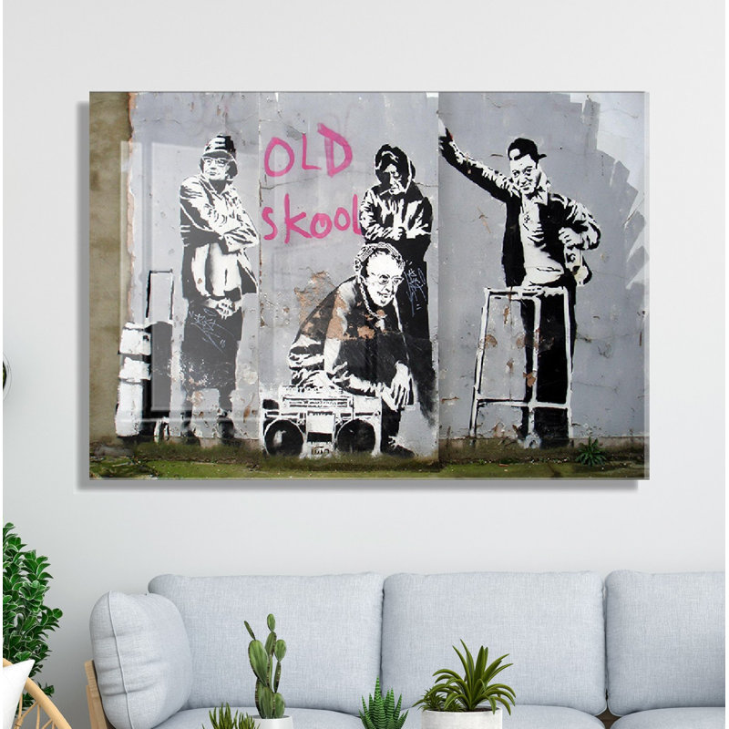 Banksy Decorative Tempered Glass Painting, 11.8 x 17.7 inches | 100% Tempered Glass, Thickness: 0.2 inches | Stunning Artwork for Home Decor, Unique Gift, Adds Modern Touch to Any Space