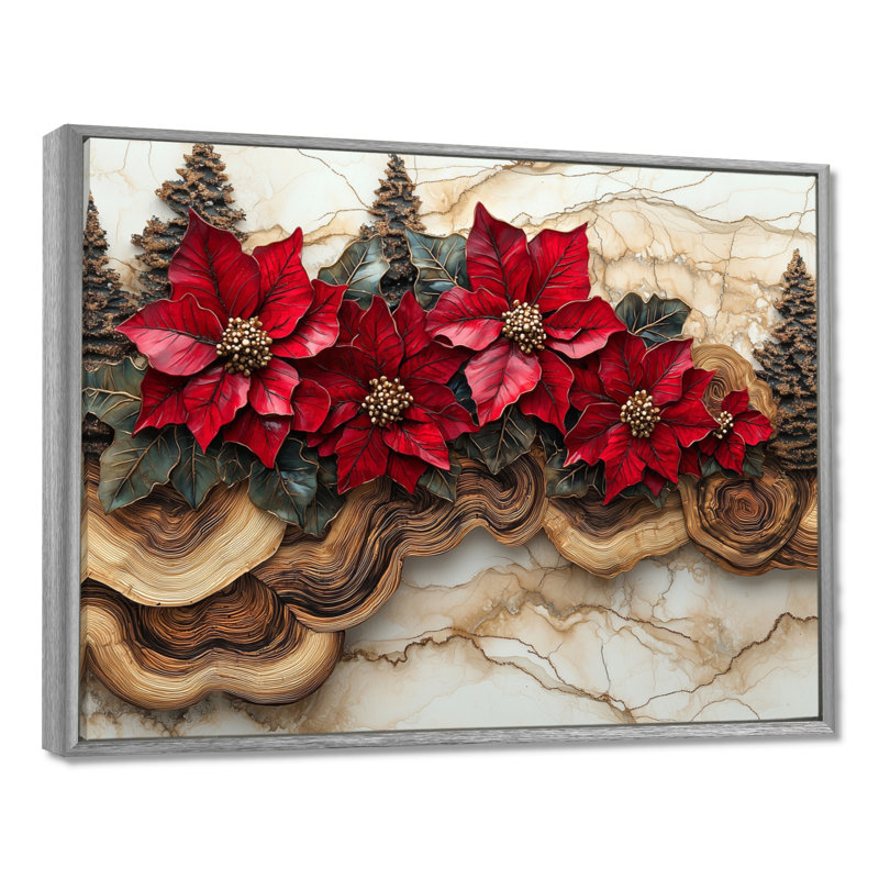 Giray - Floral Wall Art, 16" H x 32" W, Silver Floater Framed