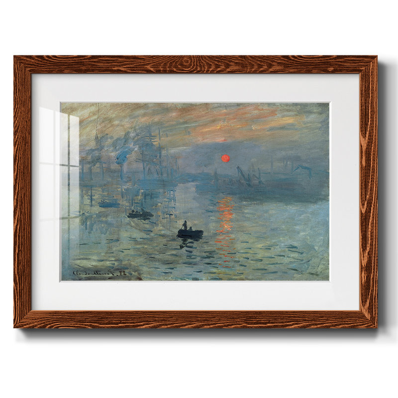 «Sunrise» par Claude Monet - reproduction d'art, mat et encadré sous verre acrylique, grand art mural de salon, Érable