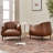 Arloh 2 - Pieces 33'' Wide Hand-Tufted Faux Leather Barrel Chair-87075641